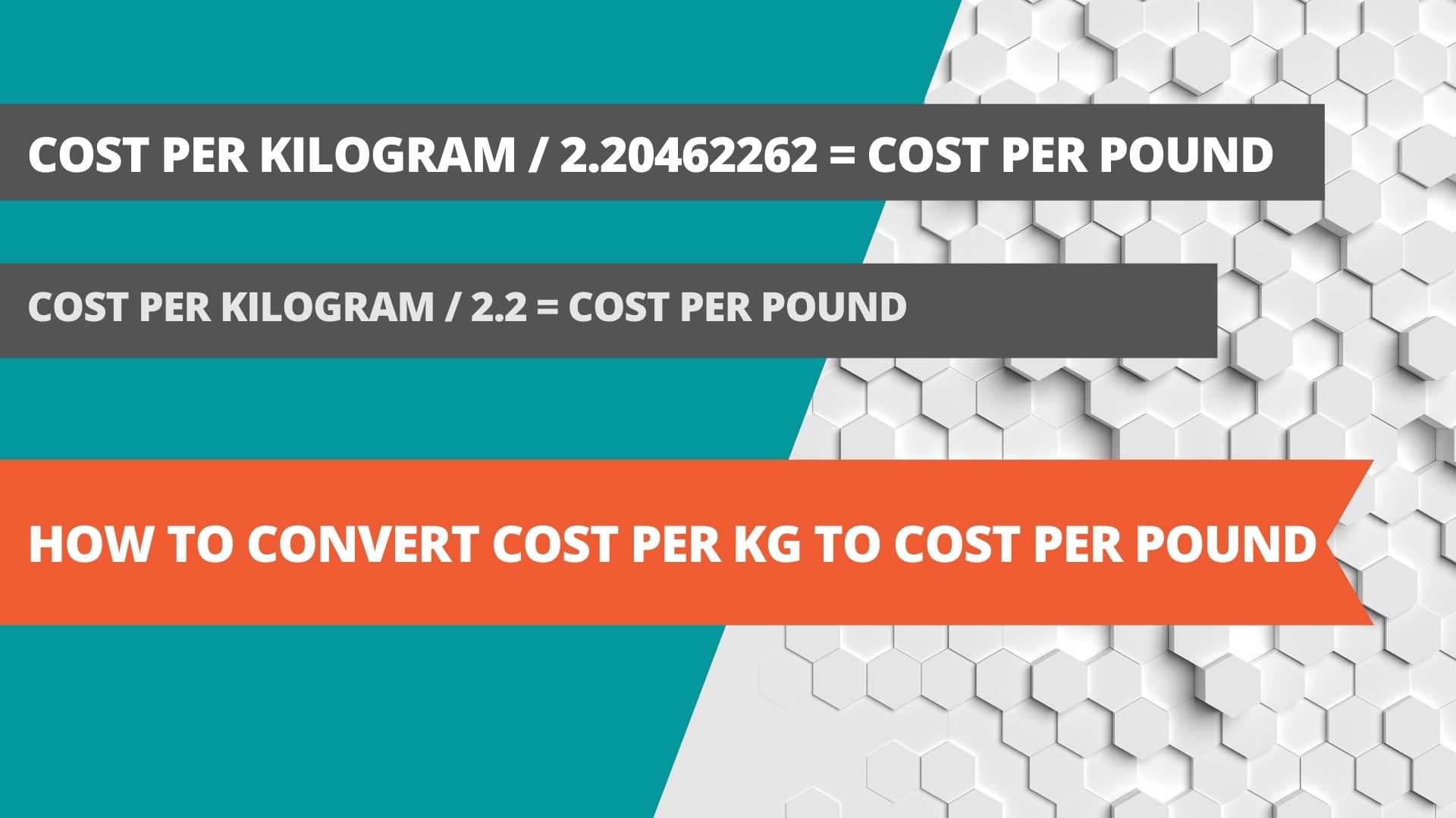 How to Convert Cost Per Kg to Cost Per Pound